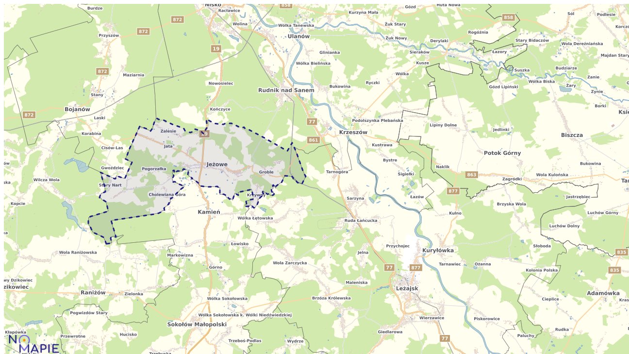 Mapa obszarów ochrony przyrody Jeżowego